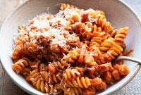 Silken Tomato Pasta with Crispy Pancetta and Aromatic Shallots