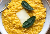 Creamy Taleggio Pumpkin Risotto with Golden Sage Crisps