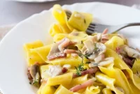 Rustic Pappardelle with Speck and Forest Mushrooms