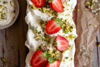 Pistachio Strawberry Cloud Cake
