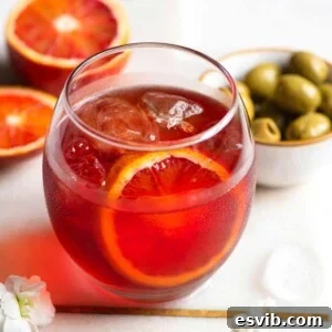 A close up of a Negroni Sbagliato cocktail
