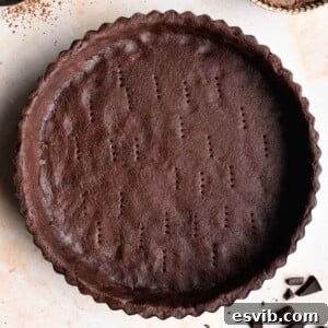 An overhead shot of chocolate shortcrust pastry