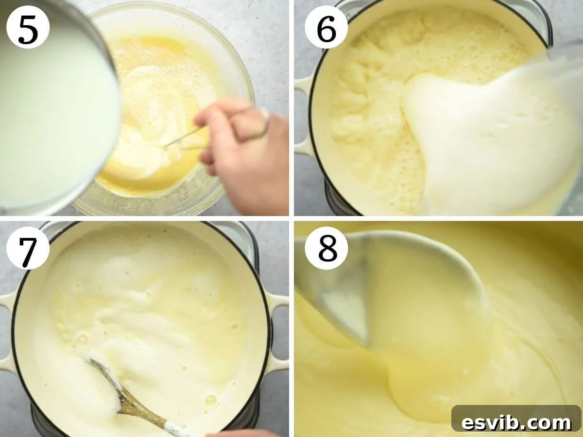 Zuppa Inglese Italy's Luscious Layered Delight 5 Step by step photos showing how to thicken custard