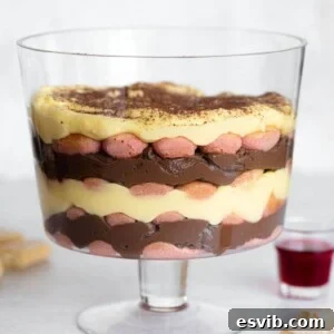 Zuppa Inglese Italy's Luscious Layered Delight 10 A close up of zuppa inglese in a glass trifle dish