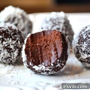 Dark chocolate avocado truffles ready to be served.