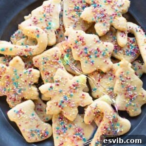 A close up cropped image of Befanini cookies on a plate the coloured fairy lights around.