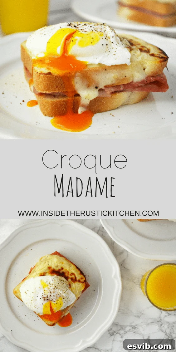 Pinterest graphic: Croque Madame recipe save for later.