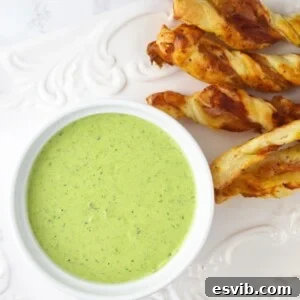 Sour Cream Pesto Dip with Prosciutto Dippers