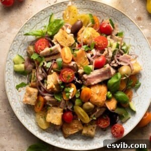 Close up of Tuna Panzanella Salad