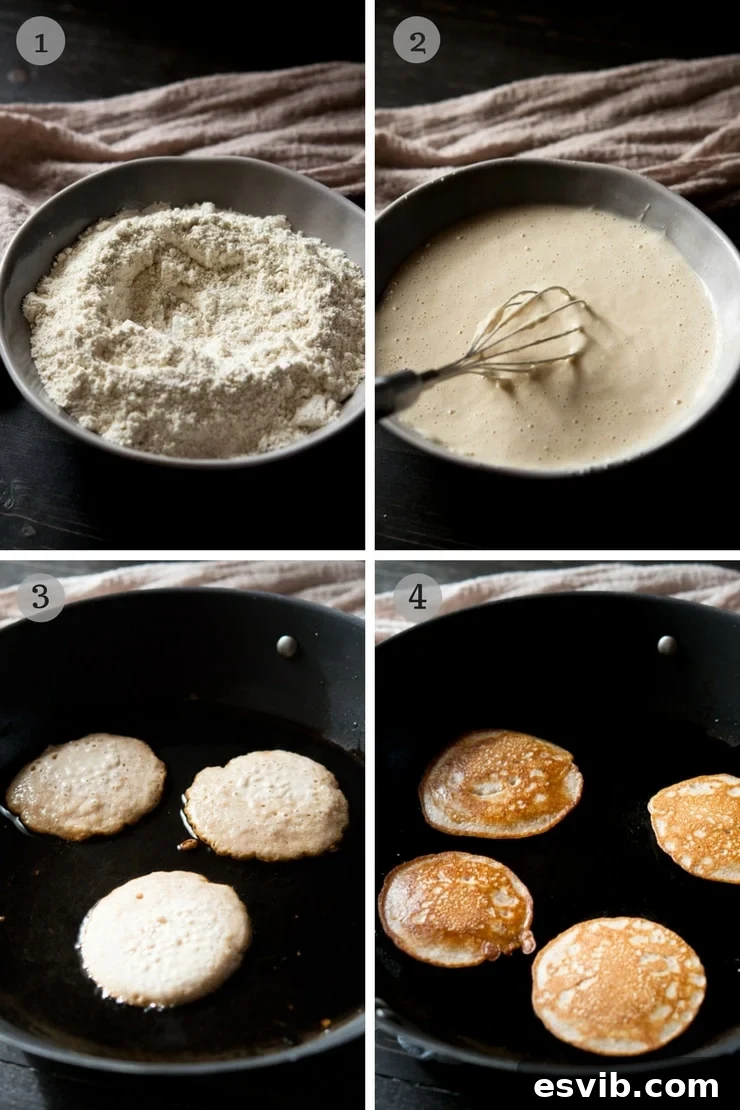 How to Make Chestnut Fritters Step-by-step photographic guide demonstrating the process of making chestnut fritters, from mixing the batter to frying in a pan.