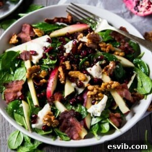 Winter Salad with Spinach, Apple, Gorgonzola, and Candied Walnuts