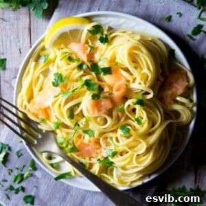 Smoked Salmon Pasta Carbonara in a bowl