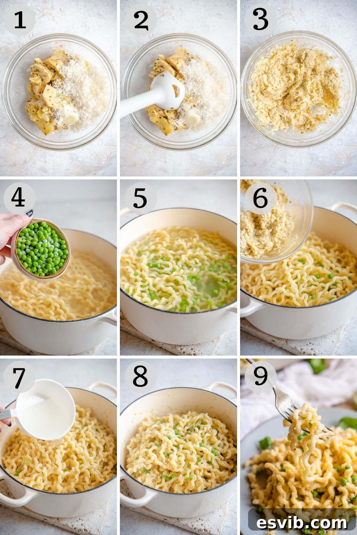 Step by step photos for making pasta with artichokes Visual guide: Step-by-step photos for preparing Easy Artichoke Pasta