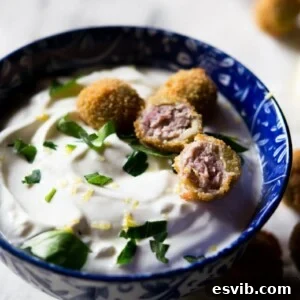 Crispy Fried Sausage Stuffed Olives with Sour Cream Dip