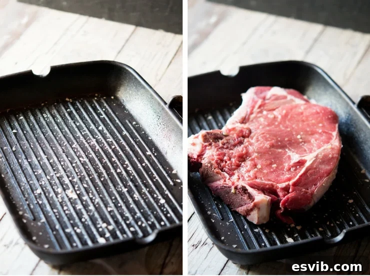 Step by step photos of grilling a Florentine steak