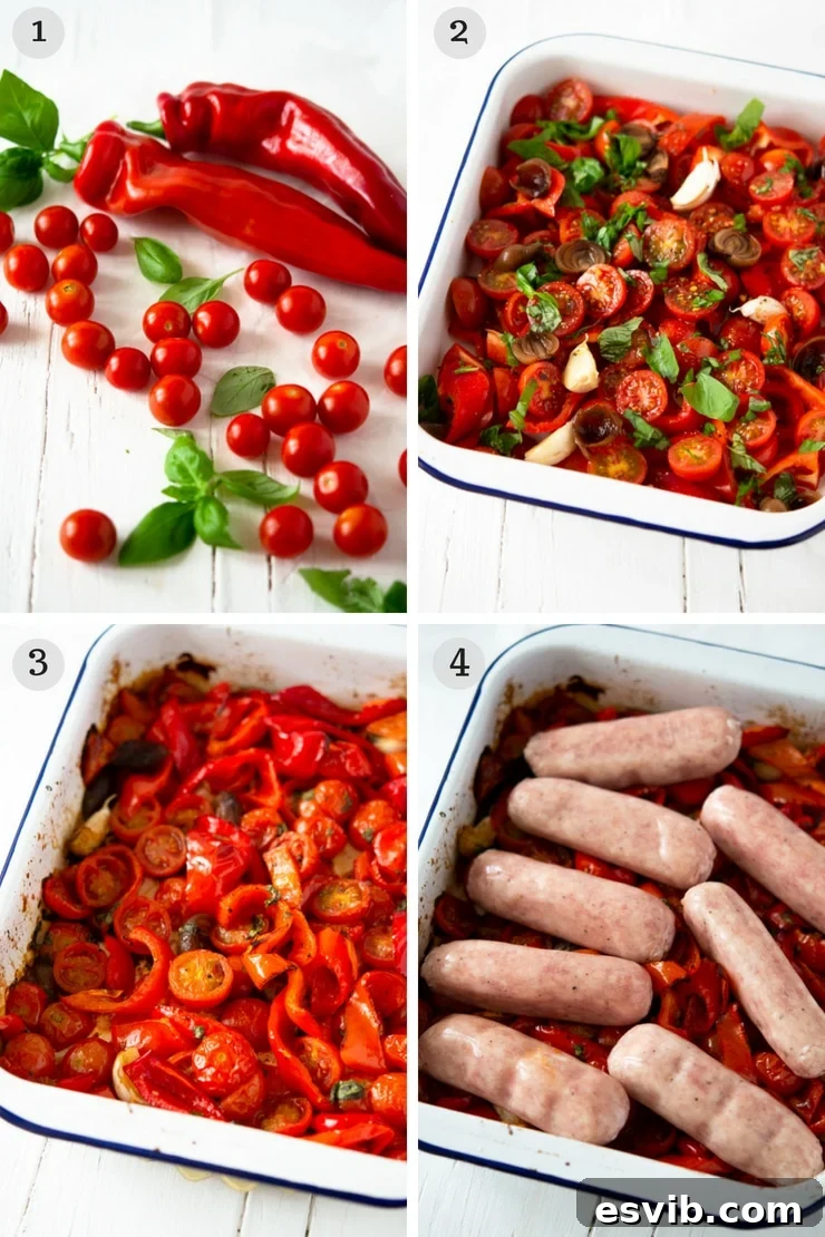 Step by step photos for making an Italian sausage bake