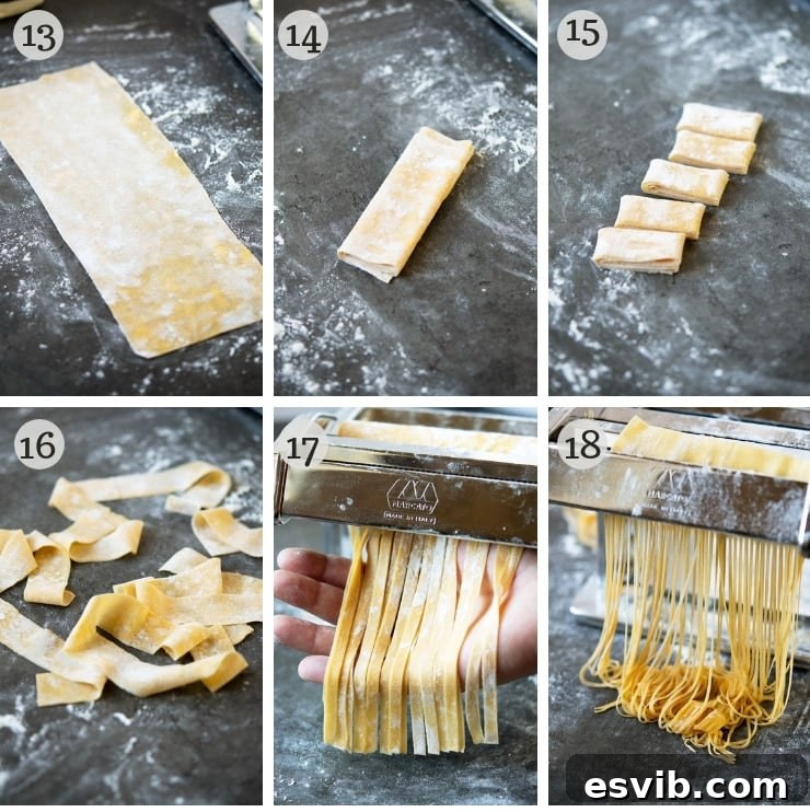 Homemade Pasta Dough. How to make easy homemade pasta dough from scratch. Make lasagne sheets, tagliatelle, pappardelle and so much more. Serve with your favourite pasta sauce for the ultimate comfort food meal. | Italian Pasta Recipes | Authentic Italian Pasta Recipes | #Insidetherustickitchen #pasta #Italian #Italianrecipes Step by step photos for making lasagne, tagliatelle, pappardelle and fettuccine with homemade pasta dough, showing folding and cutting