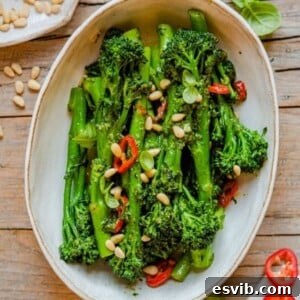 Pesto-Drizzled Broccolini with Toasted Pine Nuts and a Chili Spark 2 Sauteed Broccolini with Pesto, Pine Nuts and Chilli