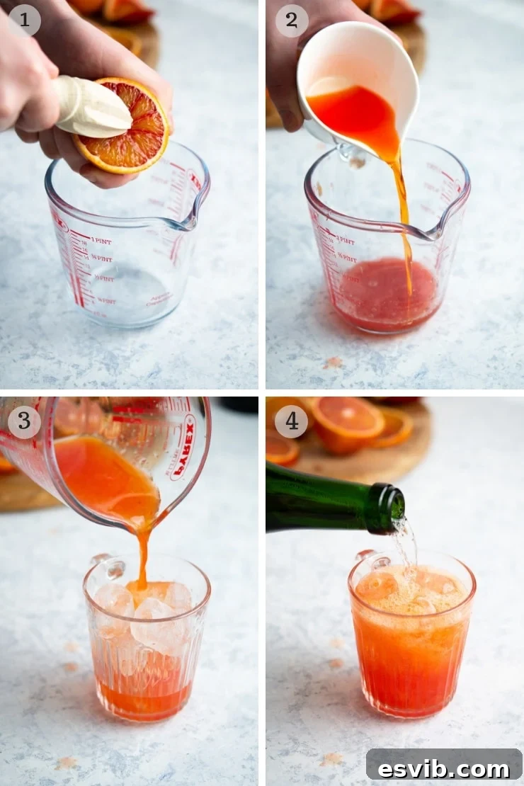Two hands squeezing blood orange juice into a glass jug, first step of making a blood orange gin cocktail.