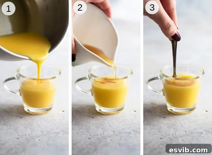 Step by step photos for making a bombardino drink