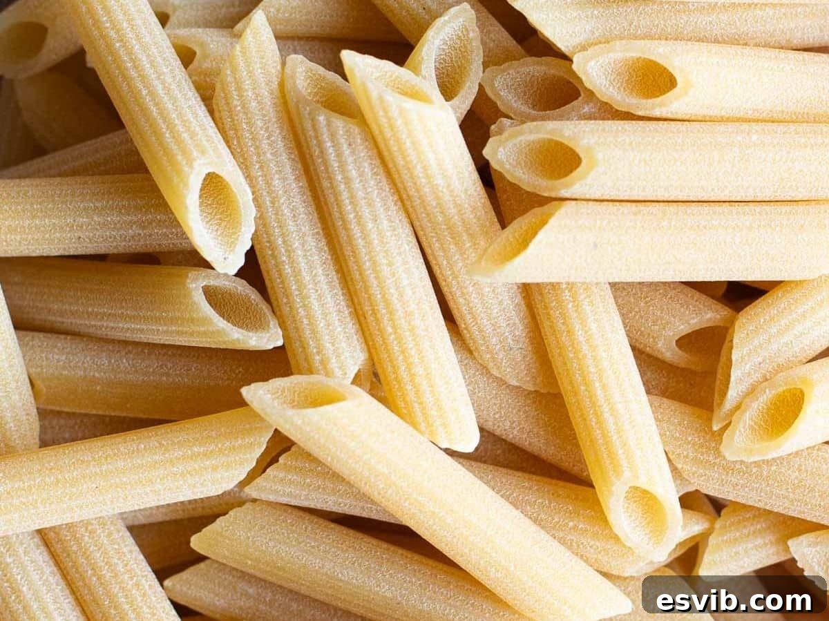 Building Your Authentic Italian Pantry 4 A close up of penne pasta.