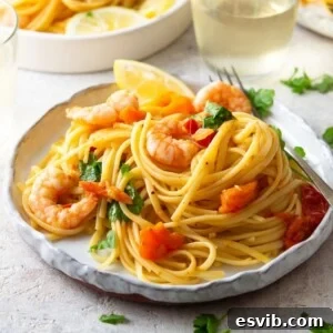 Shrimp Linguine with Burst Tomatoes and Parsley recipe card image