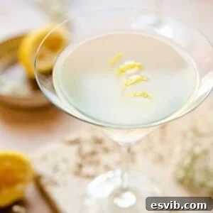A square image of a finished Limoncello Martini, perfectly garnished and ready to serve.