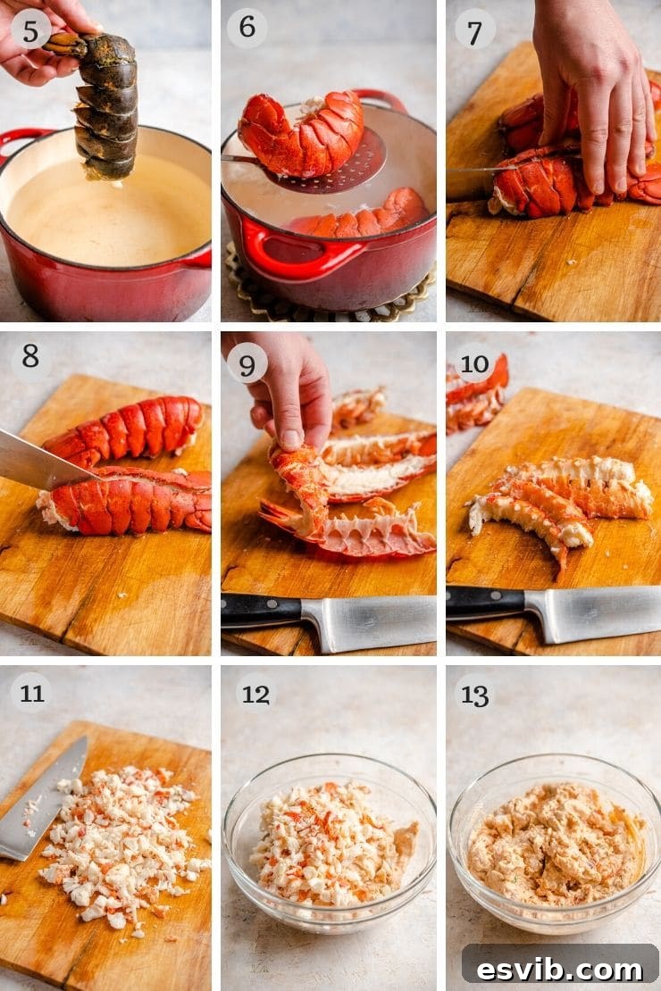 Decadent Lobster Ravioli with Velvety Vodka Sauce 6 Step-by-step photos for cooking and preparing lobster meat for ravioli