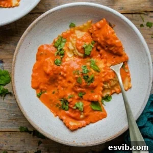 Decadent Lobster Ravioli with Velvety Vodka Sauce 10 Close-up image of Lobster Ravioli in a bowl with vodka sauce