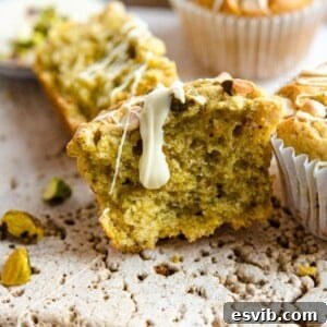 Pistachio Muffins with White Chocolate Chips