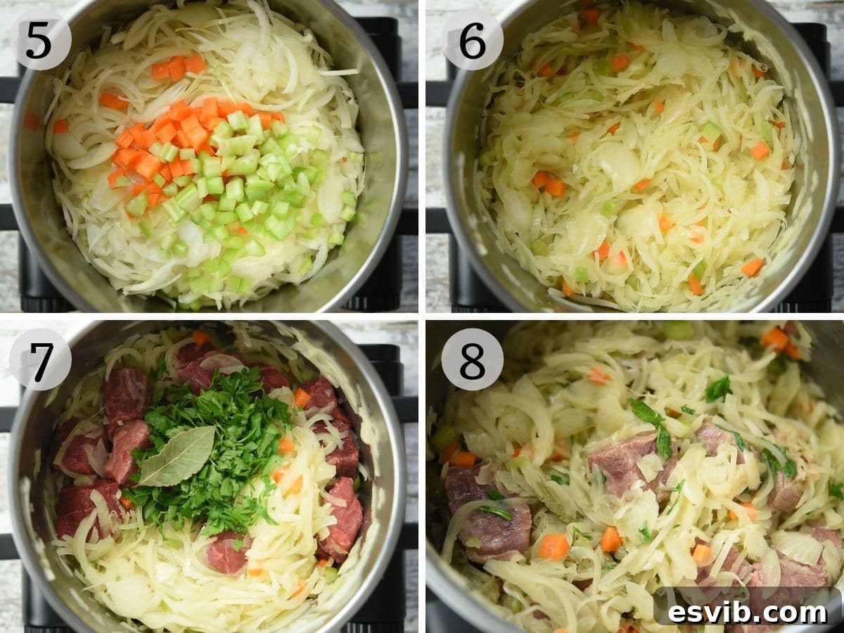 Step by step photos showing the process of making genovese sauce