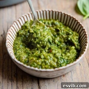 A square image of Italian salsa verde in a ramekin