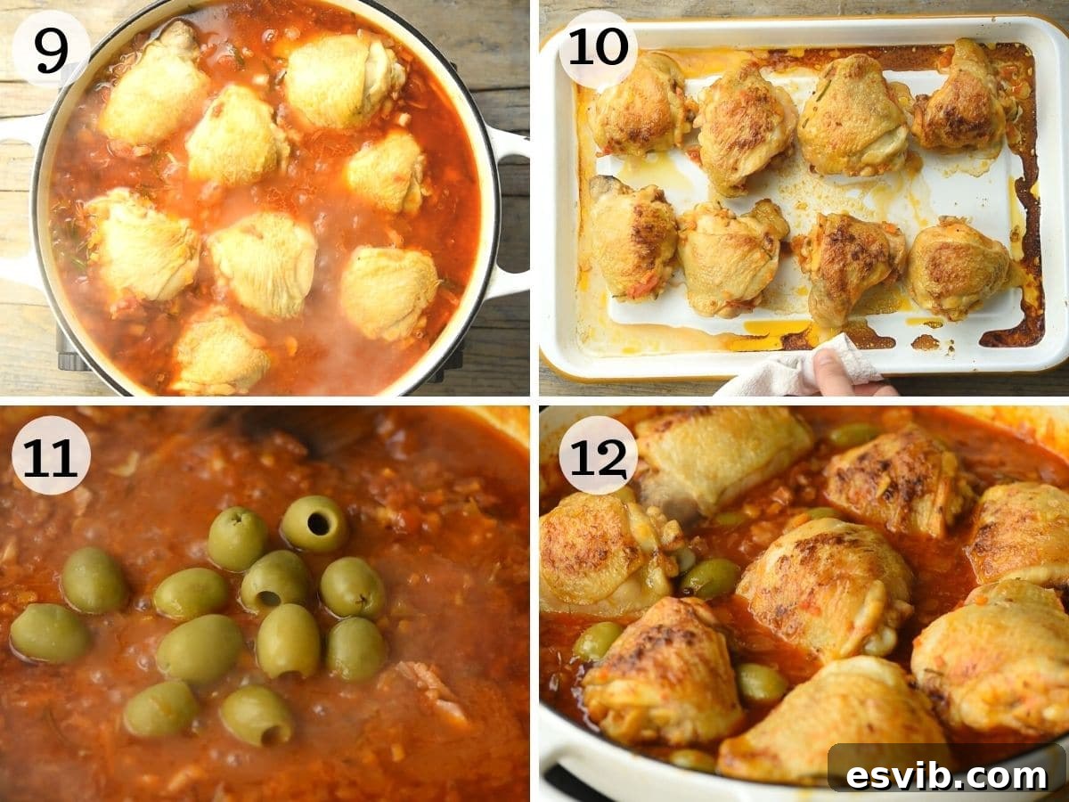 Rustic Hunter's Chicken 6 Step by step photos showing the final stages of cooking chicken cacciatore