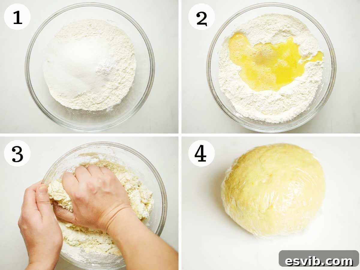 Struffoli Classic Italian Honey Fritters 4 Step by step photos showing how to make struffoli dough