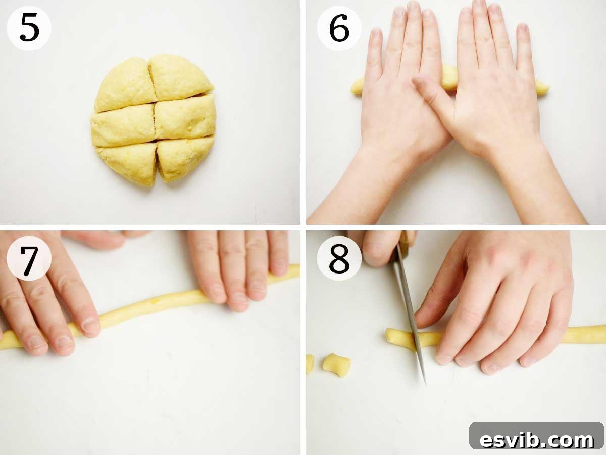 Struffoli Classic Italian Honey Fritters 5 Step by step photos showing how to roll struffoli into balls