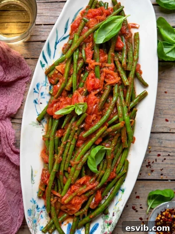 Italian green beans on a plate.